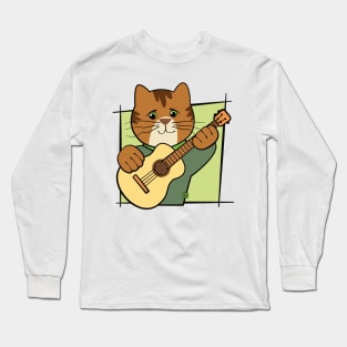 Cat Playing Guitar Music Long Sleeve T-Shirt